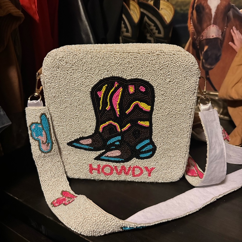 Beaded Howdy boots purse
